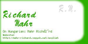richard mahr business card